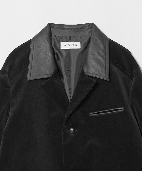 ATTISESSION(アティセッション)の「<ATTISESSION>CORD×レザーライク ジャケット(テーラードジャケット・レディース・オリーブ/ブラック・38/36)」の9枚目の写真