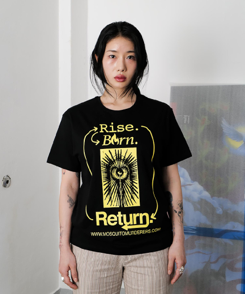 MOSQUITO MURDERERS(モスキートマーダラーズ)の「Rise. Born. Return T-SHIRT -Black(Tシャツ/カットソー・レディース・その他・1/2/3)」の4枚目の写真