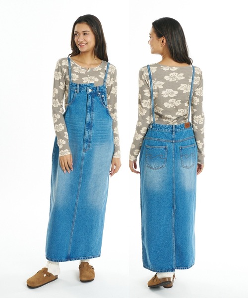 BILLABONG(ビラボン)の「BILLABONG ウィメンズ DENIM JUMPER SKIRT スカート 【2026年秋冬モデル】/ ビラボンロングデニムジャンスカ(ジャンパースカート))(スカート・レディース・ブラック/ブルー/インディゴブルー・MEDIUM/SMALL)」の3枚目の写真
