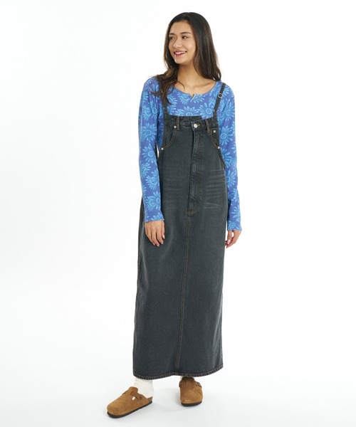 BILLABONG(ビラボン)の「BILLABONG ウィメンズ DENIM JUMPER SKIRT スカート 【2026年秋冬モデル】/ ビラボンロングデニムジャンスカ(ジャンパースカート))(スカート・レディース・ブラック/ブルー/インディゴブルー・MEDIUM/SMALL)」の5枚目の写真