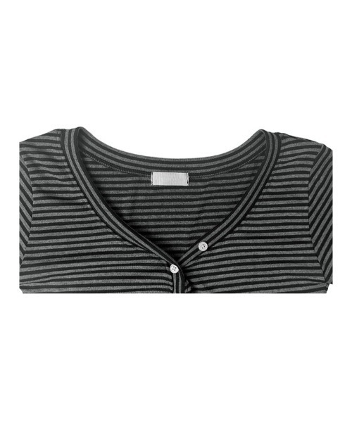 anyonemore（エニワンモア）の「細ボーダーボタンヘンリーVネック長袖Tシャツ（Tシャツ/カットソー・レディース・ブラック・FREE）」の17枚目の写真