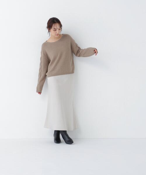 NATURAL BEAUTY BASIC（ナチュラルビューティーベーシック）の「袖ケーブルニット（ニット/セーター・レディース・ベージュ/ライトグリーン/ブラウン・FREE）」の13枚目の写真