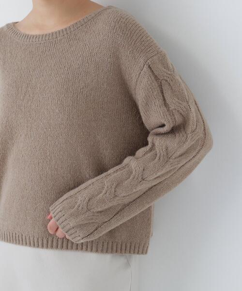NATURAL BEAUTY BASIC（ナチュラルビューティーベーシック）の「袖ケーブルニット（ニット/セーター・レディース・ベージュ/ライトグリーン/ブラウン・FREE）」の17枚目の写真