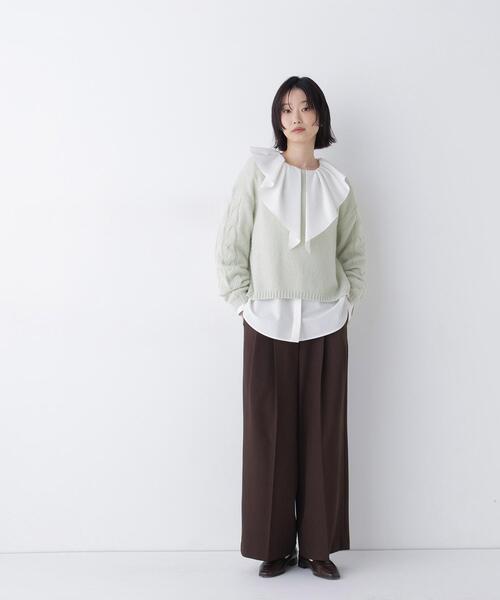 NATURAL BEAUTY BASIC（ナチュラルビューティーベーシック）の「袖ケーブルニット（ニット/セーター・レディース・ベージュ/ライトグリーン/ブラウン・FREE）」の20枚目の写真