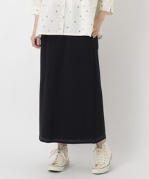 裏毛カットソー 配色ステッチロングスカート
