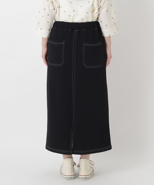 one'sterrace(ワンズテラス)の「裏毛カットソー 配色ステッチロングスカート(スカート・レディース・ブラウン系8/ブラック系8・02)」の5枚目の写真
