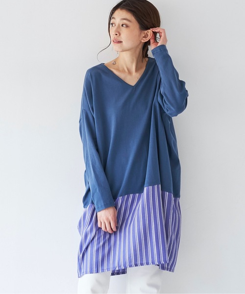 A I C エーアイシー の 2ラインズストライプpt カットソー 切替ワンピース Tシャツ カットソー Wear A I C エーアイシー の 2ラインズストライプpt カットソー 切替ワンピース Tシャツ カットソー Wear