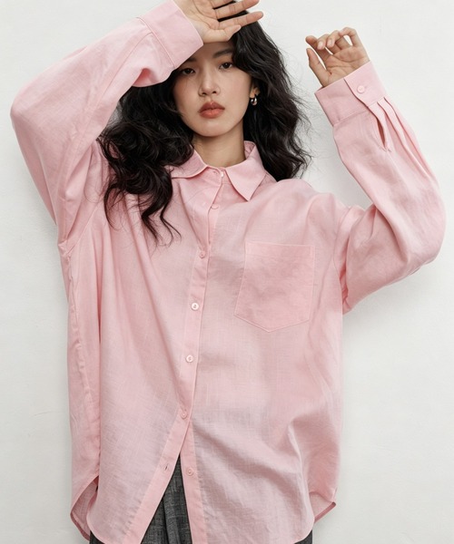 Aelina(エリナ)の「リラックス長袖シャツ(シャツ/ブラウス・レディース・ブラック/ホワイト/ピンク・L/M)」の20枚目の写真