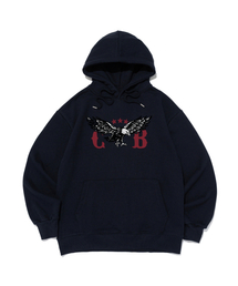 [起毛選択] FLY ウィングエンブレム フードTシャツ (ネイビー)