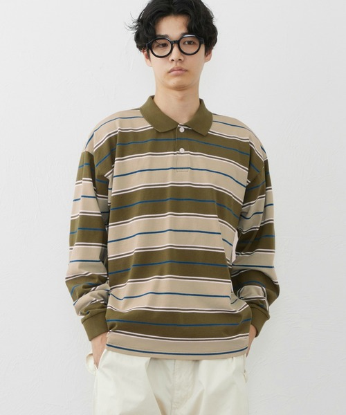 EDWIN(エドウィン)の「長袖バギーボーダーポロシャツ(ポロシャツ・メンズ・ブラウン/ネイビー/ベージュ・MEDIUM/LARGE/X-LARGE)」の3枚目の写真