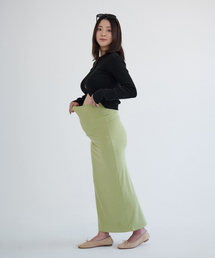 リラックスストレートロングスカート_グリーン