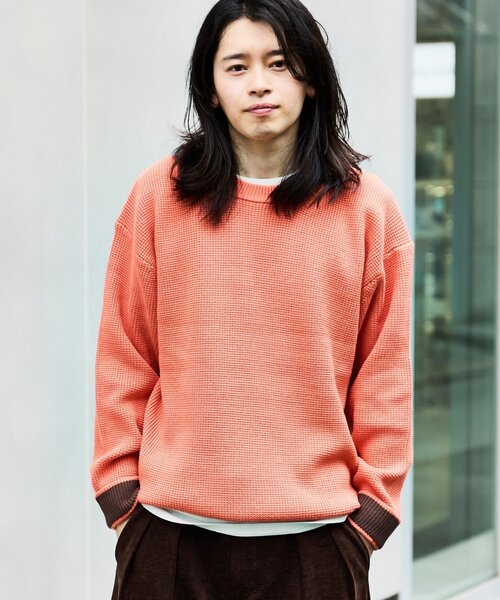 CIAOPANIC TYPY(チャオパニックティピー)の「【ヨレにくく、お手入れ簡単】【UNISEX】キープシェイプワッフルニットプルオーバー(ニット/セーター・メンズ・チャコールグレー/ライトグレー/ネイビー/オレンジ/ブルー/グリーン/マスタード/ホワイト系その他・SMALL/MEDIUM/LARGE/X-LARGE)」の8枚目の写真