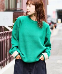 【ヨレにくく、お手入れ簡単】【UNISEX】キープシェイプワッフルニットプルオーバー