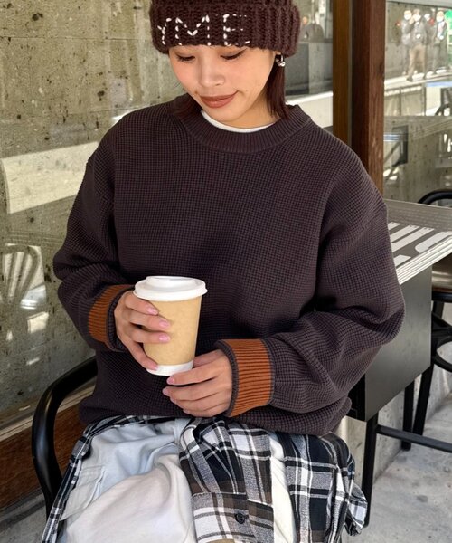 CIAOPANIC TYPY(チャオパニックティピー)の「【ヨレにくく、お手入れ簡単】【UNISEX】キープシェイプワッフルニットプルオーバー(ニット/セーター・メンズ・チャコールグレー/ライトグレー/ネイビー/オレンジ/ブルー/グリーン/マスタード/ホワイト系その他・SMALL/MEDIUM/LARGE/X-LARGE)」の18枚目の写真