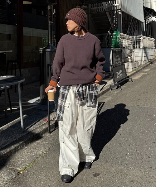 CIAOPANIC TYPY(チャオパニックティピー)の「【ヨレにくく、お手入れ簡単】【UNISEX】キープシェイプワッフルニットプルオーバー(ニット/セーター・メンズ・チャコールグレー/ライトグレー/ネイビー/オレンジ/ブルー/グリーン/マスタード/ホワイト系その他・SMALL/MEDIUM/LARGE/X-LARGE)」の19枚目の写真