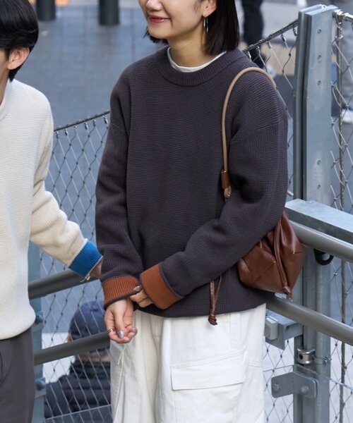 CIAOPANIC TYPY(チャオパニックティピー)の「【ヨレにくく、お手入れ簡単】【UNISEX】キープシェイプワッフルニットプルオーバー(ニット/セーター・メンズ・チャコールグレー/ライトグレー/ネイビー/オレンジ/ブルー/グリーン/マスタード/ホワイト系その他・SMALL/MEDIUM/LARGE/X-LARGE)」の20枚目の写真
