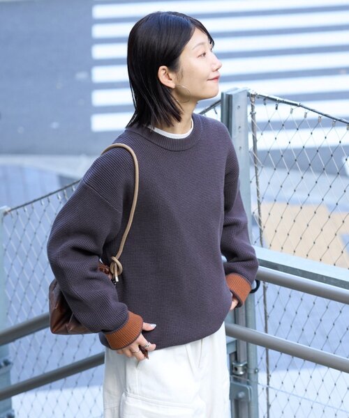 CIAOPANIC TYPY(チャオパニックティピー)の「【ヨレにくく、お手入れ簡単】【UNISEX】キープシェイプワッフルニットプルオーバー(ニット/セーター・メンズ・チャコールグレー/ライトグレー/ネイビー/オレンジ/ブルー/グリーン/マスタード/ホワイト系その他・SMALL/MEDIUM/LARGE/X-LARGE)」の21枚目の写真