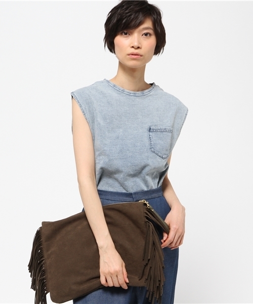 VENCEEXCHANGE(ヴァンスエクスチェンジ)の「インディゴケミカルノースリTシャツ(Tシャツ/カットソー・レディース・ブルー・MEDIUM)」の9枚目の写真