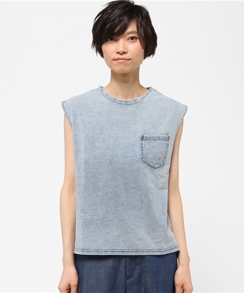 VENCEEXCHANGE(ヴァンスエクスチェンジ)の「インディゴケミカルノースリTシャツ(Tシャツ/カットソー・レディース・ブルー・MEDIUM)」の2枚目の写真