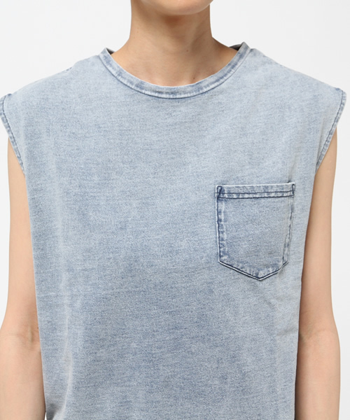 VENCEEXCHANGE(ヴァンスエクスチェンジ)の「インディゴケミカルノースリTシャツ(Tシャツ/カットソー・レディース・ブルー・MEDIUM)」の5枚目の写真