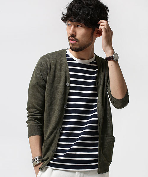 NANO universe（ナノユニバース）の「リネンニットカーディガン 7/S（カーディガン/ボレロ・メンズ・ネイビー/ホワイト/カーキ/グレー/ブラック・SMALL/LARGE/X-LARGE/MEDIUM）」の4枚目の写真