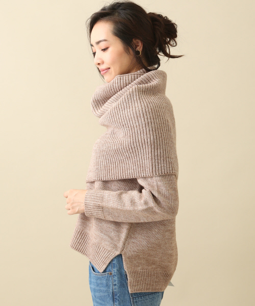 MYSELF ABAHOUSE（マイセルフアバハウス）の「スヌード付きVネックニット（ニット/セーター・レディース・ベージュ/テラコッタ/ネイビー・FREE）」の5枚目の写真