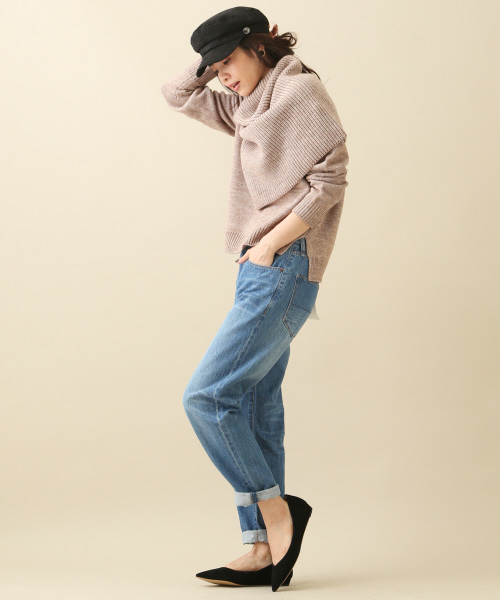 MYSELF ABAHOUSE（マイセルフアバハウス）の「スヌード付きVネックニット（ニット/セーター・レディース・ベージュ/テラコッタ/ネイビー・FREE）」の12枚目の写真