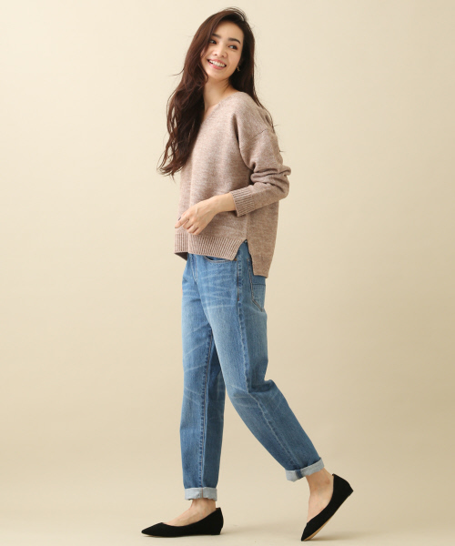 MYSELF ABAHOUSE（マイセルフアバハウス）の「スヌード付きVネックニット（ニット/セーター・レディース・ベージュ/テラコッタ/ネイビー・FREE）」の15枚目の写真