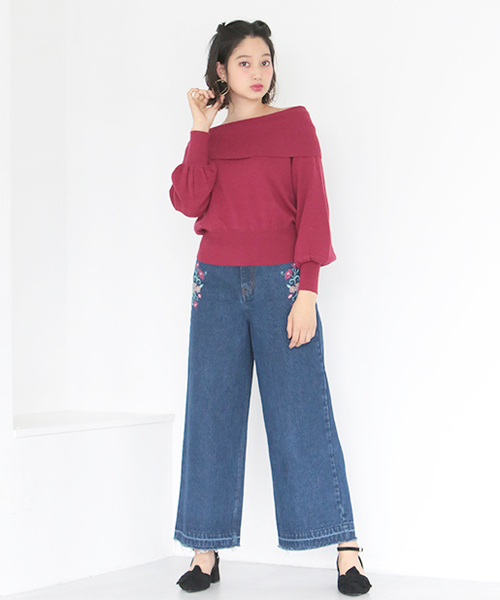 one after another NICE CLAUP（ワンアフターアナザーナイスクラップ）の「オフショルニット（ニット/セーター・レディース・ピンク/レッド/アイボリー/ブラック/サックスブルー・FREE）」の20枚目の写真