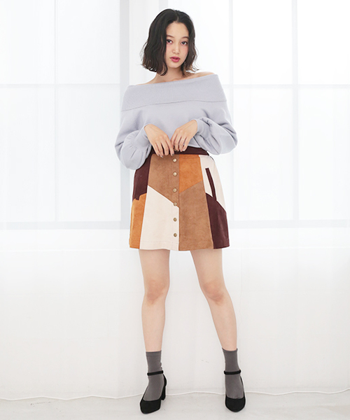 one after another NICE CLAUP（ワンアフターアナザーナイスクラップ）の「オフショルニット（ニット/セーター・レディース・ピンク/レッド/アイボリー/ブラック/サックスブルー・FREE）」の13枚目の写真