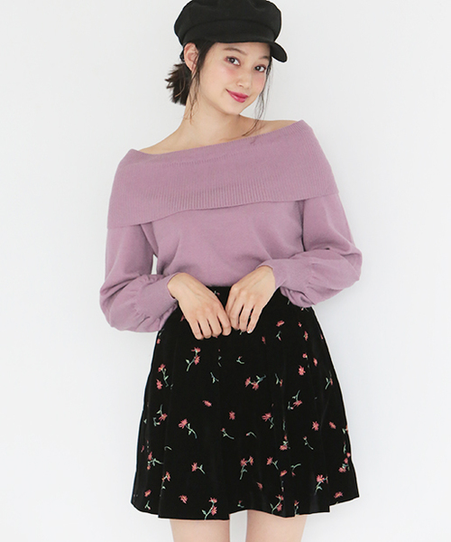 one after another NICE CLAUP（ワンアフターアナザーナイスクラップ）の「オフショルニット（ニット/セーター・レディース・ピンク/レッド/アイボリー/ブラック/サックスブルー・FREE）」の16枚目の写真