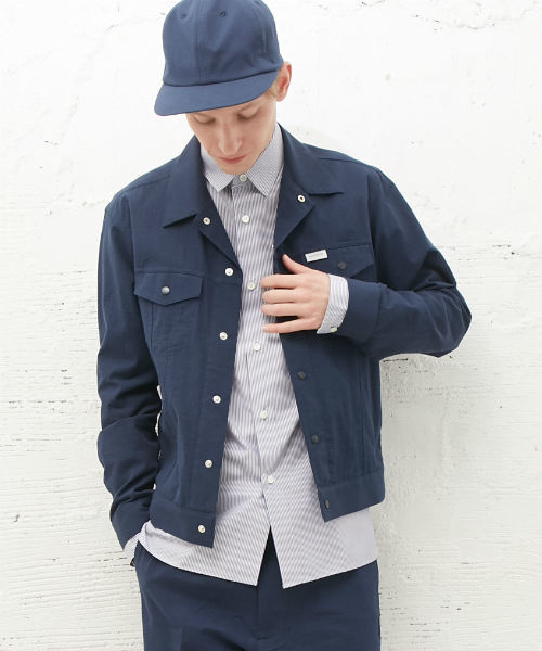 L&HARMONY（エルアンドハーモニー）の「[L&HARMONY / エルアンドハーモニー] シアサッカーGジャン（デニムジャケット・メンズ・グレー/ネイビー・MEDIUM/LARGE）」の6枚目の写真