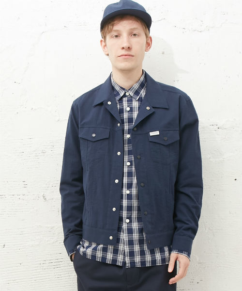 L&HARMONY（エルアンドハーモニー）の「[L&HARMONY / エルアンドハーモニー] シアサッカーGジャン（デニムジャケット・メンズ・グレー/ネイビー・MEDIUM/LARGE）」の7枚目の写真