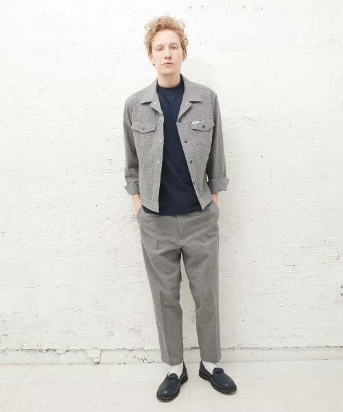 L&HARMONY（エルアンドハーモニー）の「[L&HARMONY / エルアンドハーモニー] シアサッカーGジャン（デニムジャケット・メンズ・グレー/ネイビー・MEDIUM/LARGE）」の10枚目の写真