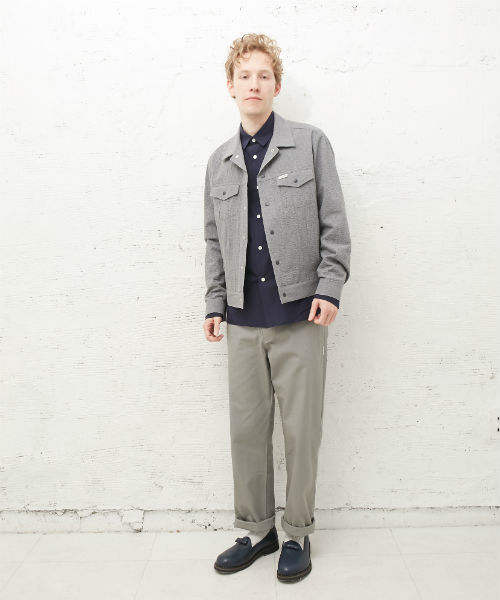 L&HARMONY（エルアンドハーモニー）の「[L&HARMONY / エルアンドハーモニー] シアサッカーGジャン（デニムジャケット・メンズ・グレー/ネイビー・MEDIUM/LARGE）」の13枚目の写真