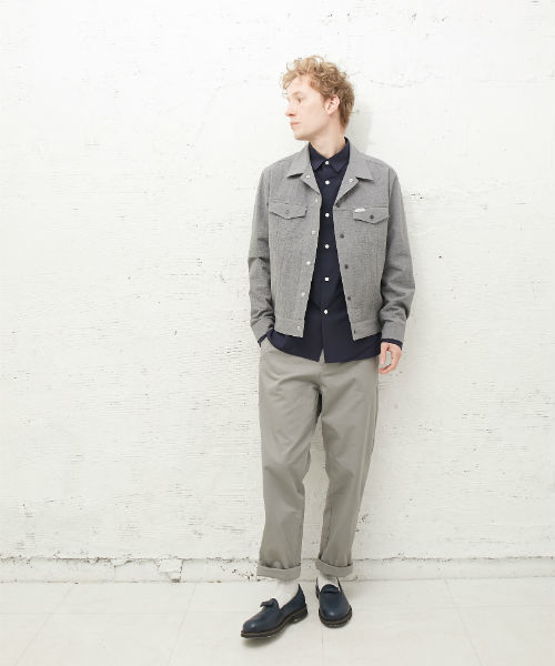 L&HARMONY（エルアンドハーモニー）の「[L&HARMONY / エルアンドハーモニー] シアサッカーGジャン（デニムジャケット・メンズ・グレー/ネイビー・MEDIUM/LARGE）」の14枚目の写真