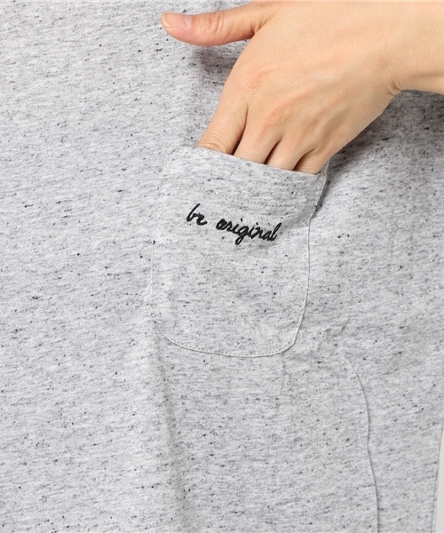 Honeys（ハニーズ）の「ポケット付Ｔシャツ（Tシャツ/カットソー・レディース・イエロー/杢グレー/オフホワイト/ブルー/ブラック/ホワイト×レッド・L/M）」の12枚目の写真