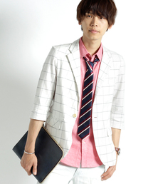 MONO-MART | 綿麻プリペラストレッチテーラードジャケット(3/4スリーブ)(テーラードジャケット)