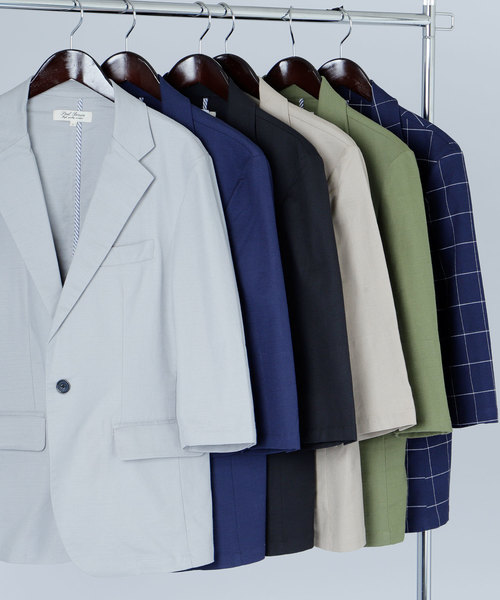 MONO-MART（モノマート）の「綿麻プリペラストレッチテーラードジャケット(3/4スリーブ)（テーラードジャケット・メンズ・ブラック/オリーブ/ホワイト系その他/オフホワイト/グレー/ネイビー/ブルー系その他/ベージュ・L/M）」の9枚目の写真