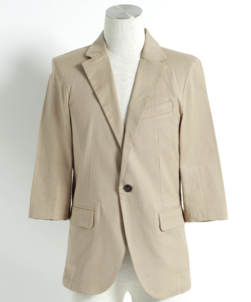 MONO-MART（モノマート）の「綿麻プリペラストレッチテーラードジャケット(3/4スリーブ)（テーラードジャケット・メンズ・ブラック/オリーブ/ホワイト系その他/オフホワイト/グレー/ネイビー/ブルー系その他/ベージュ・L/M）」の10枚目の写真