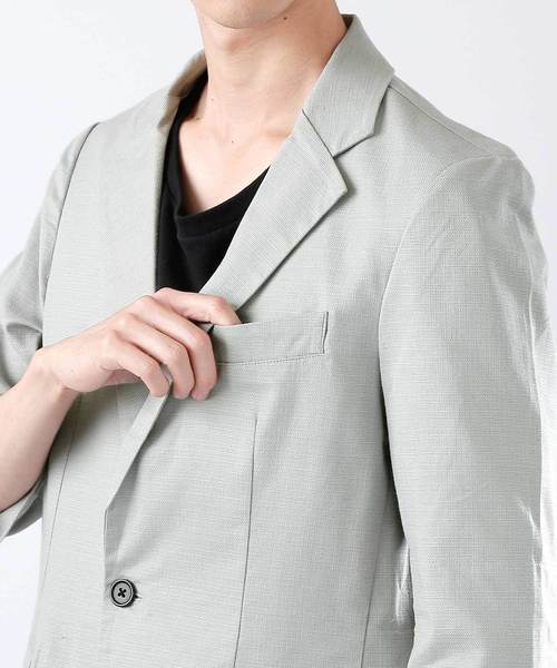 MONO-MART（モノマート）の「綿麻プリペラストレッチテーラードジャケット(3/4スリーブ)（テーラードジャケット・メンズ・ブラック/オリーブ/ホワイト系その他/オフホワイト/グレー/ネイビー/ブルー系その他/ベージュ・L/M）」の21枚目の写真