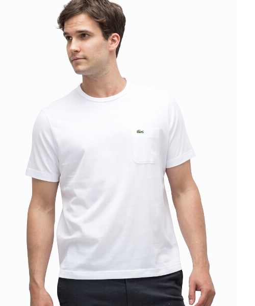 Lacoste★半袖 クルーネック ラージ ロゴ トップス Tシャツ★白 LACOSTE tシャツ スモールパリロゴクルーネックTシャツ メンズ