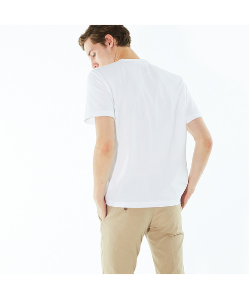 LACOSTE - Lacoste(ラコステ) 半袖Tシャツ サイズFR 4US M レディース美品  - ベージュ×ライトピンク クルーネック Lacoste(ラコステ) 半袖Tシャツ サイズFR 4US M レディース美品