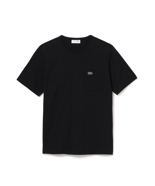 LACOSTE 黒 Tシャツ 新品 ベーシッククルーネックポケットTシャツ (半袖)（Tシャツ