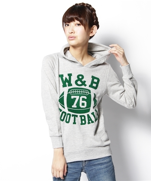 WEGO(ウィゴー)の「フットボールスウェットプルパーカー(パーカー・レディース・オフホワイト/杢グレー/パープル/ライトピンク・FREE)」の2枚目の写真