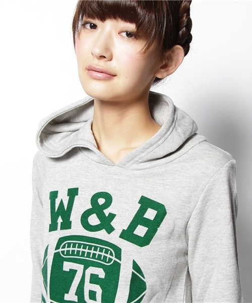 WEGO(ウィゴー)の「フットボールスウェットプルパーカー(パーカー・レディース・オフホワイト/杢グレー/パープル/ライトピンク・FREE)」の7枚目の写真