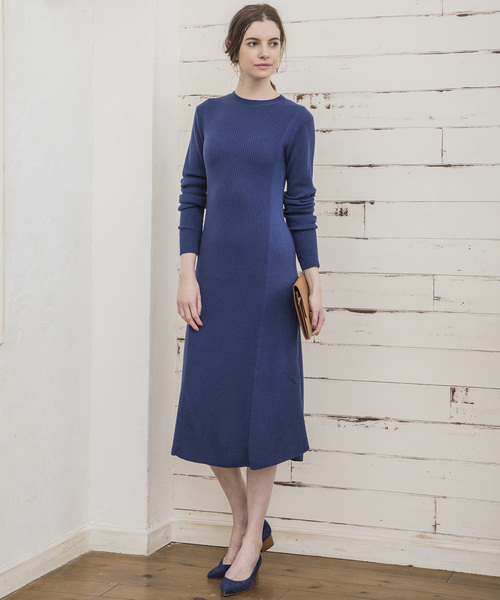 Emma Taylor（エマテイラー）の「ニットリブフレアーワンピース（ワンピース・レディース・グレー/ブルー/ネイビー・FREE）」の3枚目の写真