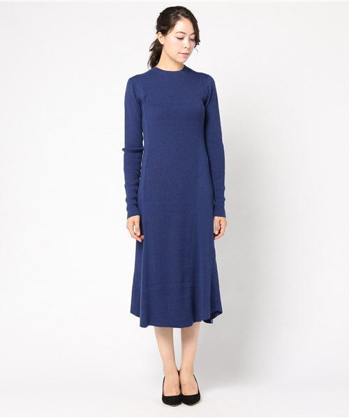 Emma Taylor（エマテイラー）の「ニットリブフレアーワンピース（ワンピース・レディース・グレー/ブルー/ネイビー・FREE）」の4枚目の写真