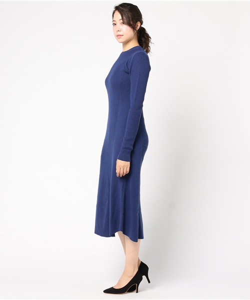 Emma Taylor（エマテイラー）の「ニットリブフレアーワンピース（ワンピース・レディース・グレー/ブルー/ネイビー・FREE）」の5枚目の写真