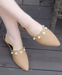 KOBE LETTUCE | 5つのパールでコーデを今っぽくアップデート！フラットソール★スカラップデザインパールバブーシュ/レディースシューズ/神戸レタス[I1378](その他シューズ)